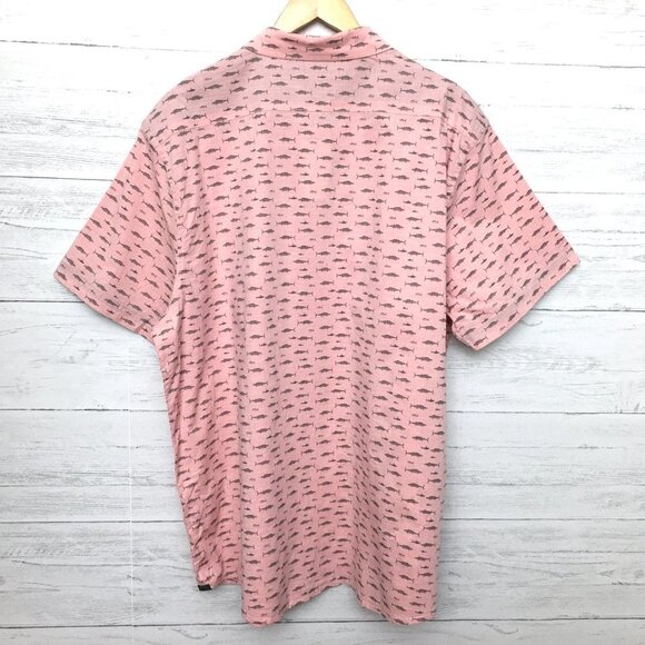NEW Flag & Anthem Men's Pink Fish Print Shirt Short Sleeves Button Front XXL - Picture 3 of 8